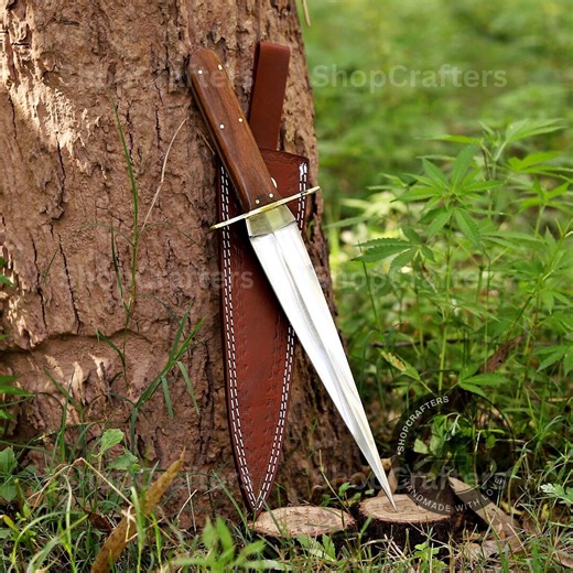 Handmade Arkansas Toothpick Dagger, D2 Steel Hunting Knife, Outdoor Survival Gear Walnut Handle Leather Sheath Gift for Boyfriend, Husband. - Etsy