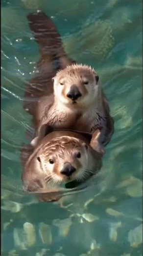 Heart-Melting Mom Otter Floating with Her Baby ❤️🐾