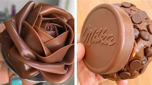Chocolate Flower Design and Chunky Milka Dessert