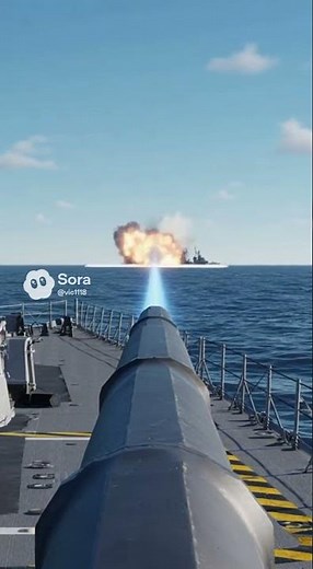 Coastal Cannon Impact 🌊 Real Fireball Shockwave #navy #cannon #realistic #explosion #4k