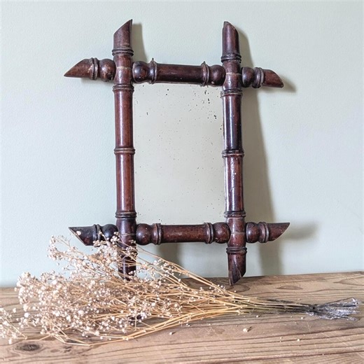 French Antique Mirror With Faux Bamboo Frame. Wall Mirror. Antique Wood Framed Mirror. Vintage French Mirror C1900 - Etsy