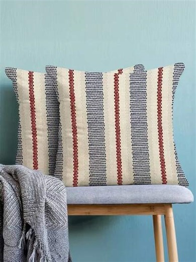 1/2pcs, Blue And Red Cushion Covers With Gray Polka Dots And Stripes, Patriotic Outdoor Pillowcases, Bohemian Rustic Farmhouse Decorative Throw Pillow Cases For Sofa And Bed - Throw Pillow Covers, Decorative Pillowcases, Cushion Covers, Accent Pillow Covers, Cute Pillow Covers, Sofa Pillow Covers, Home Decor Pillows, Stylish Cushion Covers, Couch Pillow Covers, Silk Pillow Case, Pillow Cases, Home Décor, Outdoor Decor, Porch Decor, Patio Decor, Living Room Deccor, Spring Decor, Summer Decor | SH