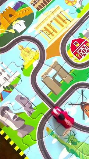 Melissa & Doug | Race Around the World Tracks Floor Puzzle - 48 Pieces