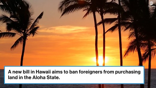 A new bill in Hawaii aims to ban foreigners from purchasing land in the Aloha State. Residents have long complained about the impact of tourism and luxury home and resort development on housing accessibility, as well as the lack of affordable housing and rentals for residents. Hawaii residents have some of the highest housing costs in the nation — 2.5 times higher than the national average — according to research. https://abcnews.visitlink.me/naGEIM | ABC News