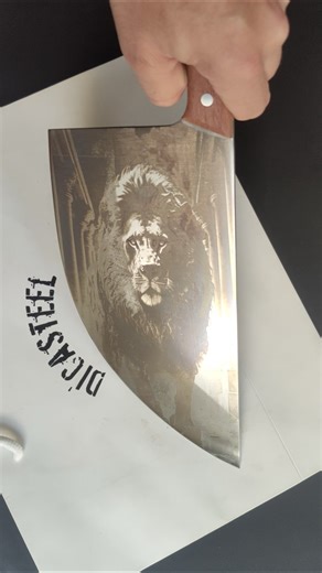 🦁 The King’s Strength – Cleaver Knife with Lion Engraving | Unique Piece by Di’Casteel