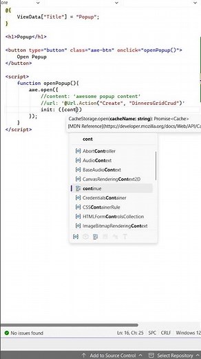 how to open a Popup using ASP.net Core Awesome #aspnetcore #popup #shorts