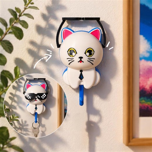 Cat Key Holder STL | Cat With Glasses Wall Hook (digital Download) - Etsy