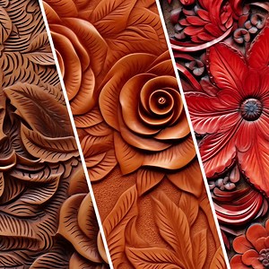 12 Western Tooled Leather Digital Paper, Leather Pattern, Western Wallpaper, Floral Leather, Leather Wallpaper, Engraved Leather - Etsy