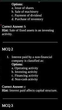 Cash Flow Statement MCQ | Interest Paid – Operating or Financing? | CBSE 12 #cashflowstatement