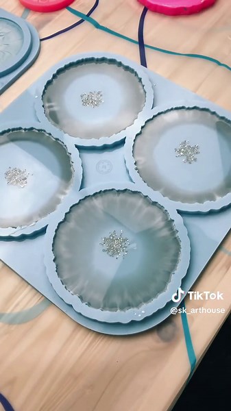 Handmade Epoxy Resin Coasters - Set of Four