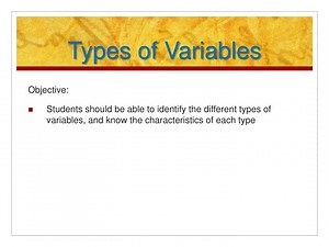 Types of Variables - SlideServe