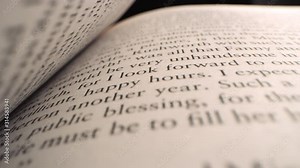 Fast pull back over inside of open book as book slowly closes filmed on RED 8K