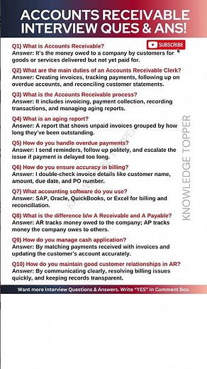 Accounts Receivables Interview Questions and Answers