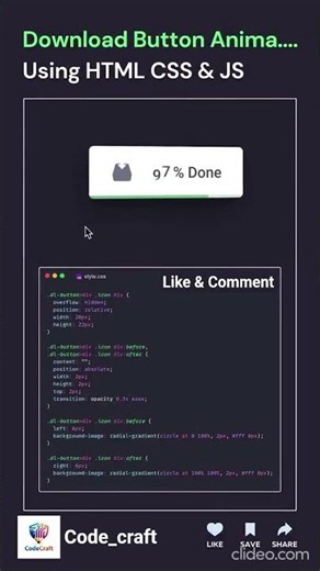 Animated Download Button Using HTML, CSS & JavaScript 🚀🔥
