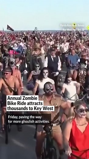 5.8K views · 31 reactions | The annual Zombie Bike Ride in Key West, Fla. took place on Friday. The festive gathering is part of Key West's Fantasy Fest party, and is a 44 year old Halloween tradition that attracts thousands of people each year. | AP | Facebook