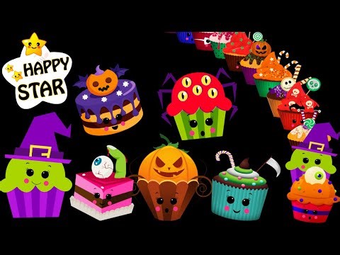 Spooky Halloween Cupcake Dance party! Baby Sensory video - Fun Dance Animation - Happy Star Dancing