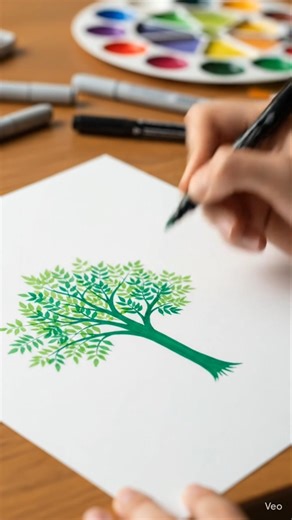 Neem tree drawing with markers 🙏🏻#shorts #shortvideo #neemtree