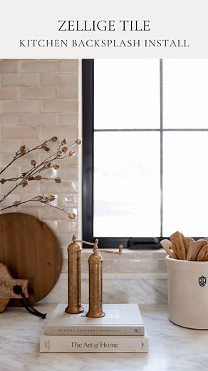 KATIE STAPLES on Instagram: "We just finished installing this beautiful zellige tile in our kitchen and couldn’t love it more 😍 For all the details—exact tile, grout tips, and close-ups—check out my carousel a few posts back or peek at my saved highlight! Comment SHOP to get tile, grout, and kitchen links sent to your DMs! Tile: Natural White Zellige from RiadTile Grout: PolyBlend Plus Sanded Grout in Alabaster #renovation #homerenovation #interiordesign #kitchenbacksplash #kitchenremodel"