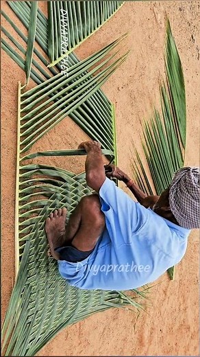 How to weave coconut mat step by step/coconut leaf backdrop/pandal/DIY coconut craft /coconut roof