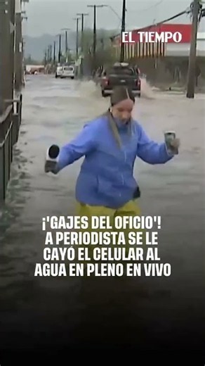 Periodista pierde celular en plena transmisión en vivo por las lluvias en Chile | EL TIEMPO