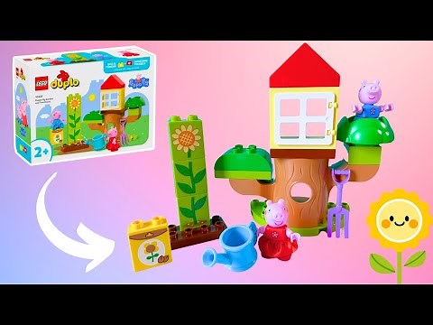 Peppa Pig Toys! Unbox Demo Lego Duplo Peppa Pig Garden and Tree House 10431 | Pretend Play for Kids
