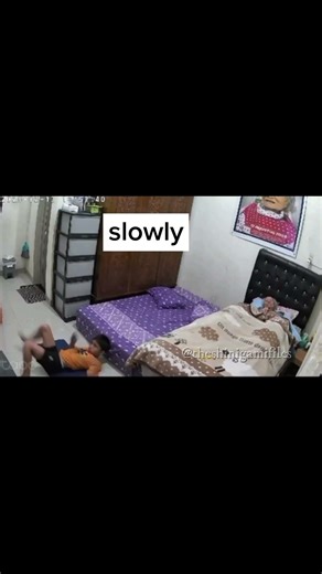 A terrifying moment was captured when a boy watching a movie, suddenly felt something tug at his leg