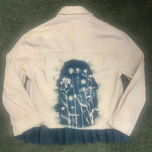 Up Cycled, Purple Denim Jacket Embellished With Paint and Blue Denim Fabric - Etsy