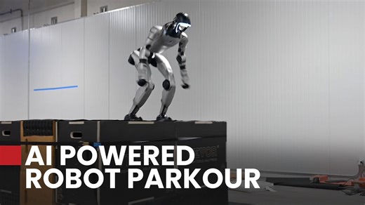 Humanoid robots learn parkour skills