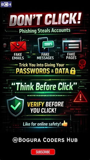 🚨 One Click Can Hack You! | Phishing Explained in 08s|Don't Click Phishing Steals Account | Python