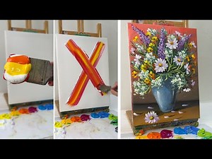Colorful Flower Vase Painting | Easy Acrylic Floral Tutorial for Beginners #123