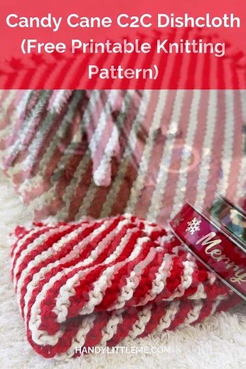 Candy Cane C2C Dishcloth Free Printable Knitting Pattern