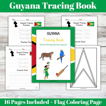 Guyana Tracing Worksheets | Handwriting Practice   Flag Coloring Page