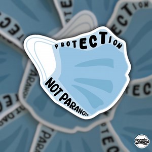 Blue Face Mask Sticker: Protection Not Paranoia Covid Cautious Decal - Etsy