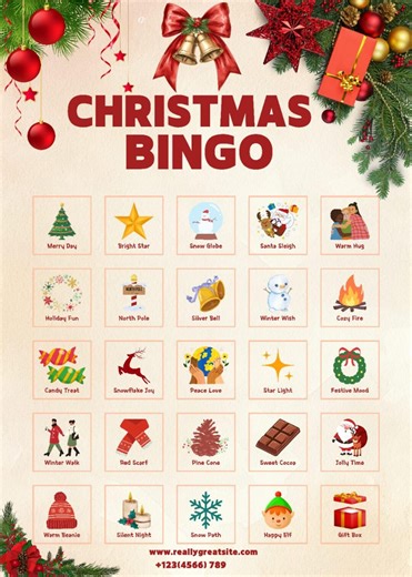 Printable Christmas Bingo Game, Holiday Party Activity (digital Download) - Etsy