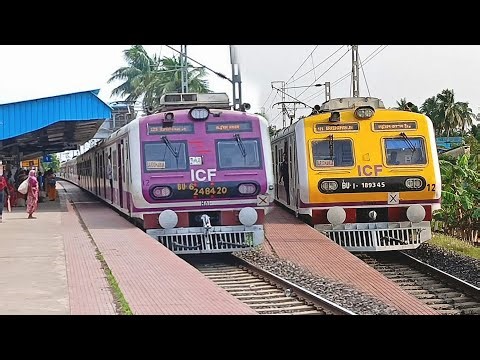 New PINK Medha + Yellow Medha & Different Types Conventional EMU Local Train at Balarambati Stn | IR