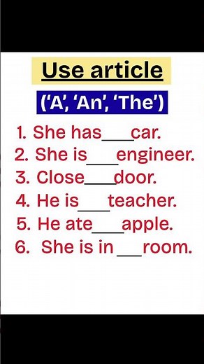 How to Use Articles (A, An, The) | English Grammar Made Easy #articles #englishshorts