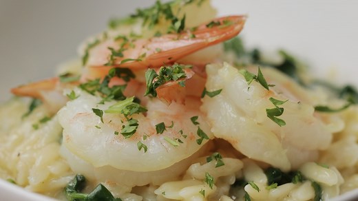 Does anyone else crave Butter-Poached Shrimp and Orzo 🤗 Shop the recipe! https://tasty.co/recipe/butter-poached-shrimp-and-orzo | Tasty