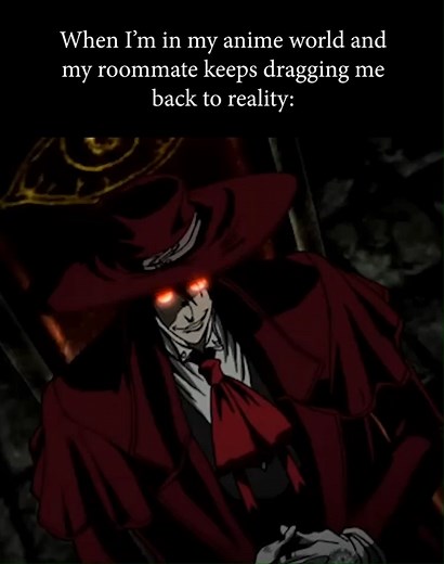 164K views · 4.8K reactions | When I’m deep into binge-watching the anime my friend hooked me on, but my roommate insists I pause just to watch him play video games. #roommate #shorts #anime #hellsing #reelinstagram #abridged #parody #bedroom #memes #vampire Name: Hellsing (abridged) From: takahata101 | Alice North | Facebook