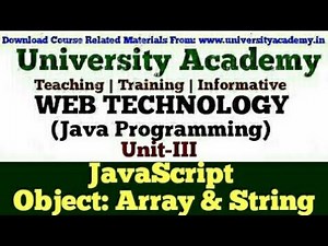 WT40: JavaScript |JavaScript Object| Array Object in JavaScript |String Object in JavaScript Example