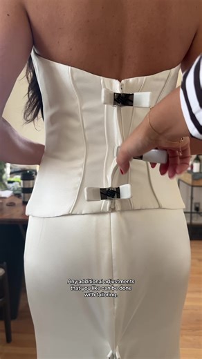 Meet Evangeline: the modern bridal set that actually looks good on real brides 👰 I wanted to show her on a REAL bride, with real movement, real support, and real fit… not just a mannequin. If you want a wedding look that’s structured, comfortable, and totally customizable, she might just be your dress. Available now on our website. 🤍 #bridetok #weddingdressshopping #bridalseparates #sizeinclusivebridal #2026bride