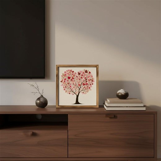 Pink Love Tree Painting in Wood Frame - Etsy