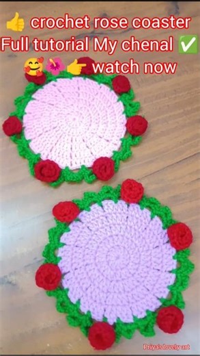 👉 super easy Rose coaster ✅🌺 table runner for beginners 👍#viralshorts#trending#diy#crochet#handmade