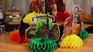 9PCS Tractor Party Decorations Tractor Honeycomb Table Centerpiece Tractor Birthday Table Toppers for Baby Shower Farmhouse Party Supplies