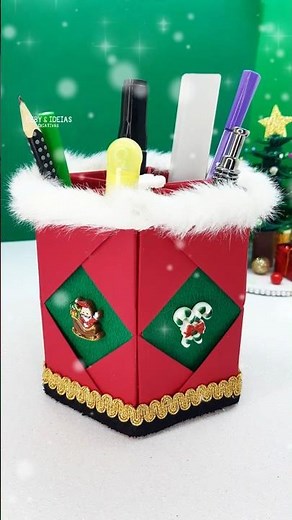 🎄 Presente Especial ⭐ Porta Lápis Super Fofo com DOBRADURA de PAPEL #diy #diycrafts #presentedenatal