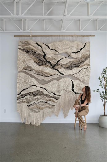 Extra Large Hand Woven Fiber Art Tapestry, Desert Landscape - Etsy