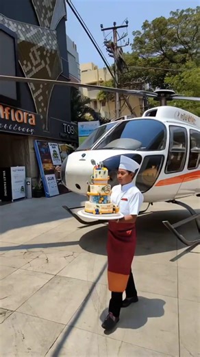Helicopter cake delivery.