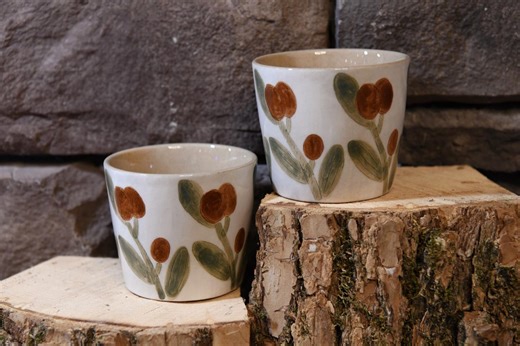 Hand Painted Olive Ceramic Cappuccino Cups (set of 2), Mediterranean Pottery Latte Mug - Etsy