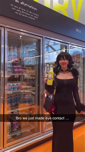 Bro we made eye contact 👀 #gothgirl #gothclub #gothgirls #goth #funny gothgoth #groceries #comedy