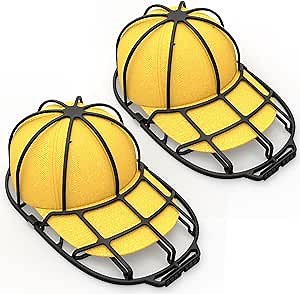 Baseball Cap Washer for Washing Machine - 2 Piece Baseball Cap Cleaner/Cleaning Protector, Suitable for Adult/Child Hat Cleaning Rack Frame Cage, Hat Protection Rack, Black