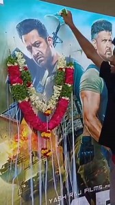#War2 Celebrations Start 💥💥💥💥 75 Days to go ❤️‍🔥❤️‍🔥❤️‍🔥 Movie Standee of #WAR2 placed at Sri Sai Ram Theatre Malkajgiri Hyderabad🔥 🔥 | Fans ki Devudu Box Office Amma Mogudu Jr NTR